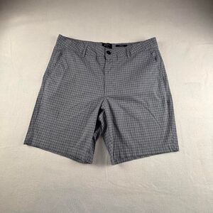 Ben Sherman Mens 34 Navy White Checkered Shorts Regular Fit Stretch Chino